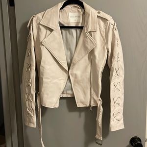Off white fake leather zip up jacket size small